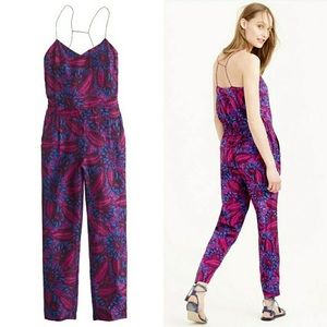 JCrew silk printed strapped jumpsuit